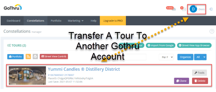 How To Transfer A Tour To Another Gothru Account